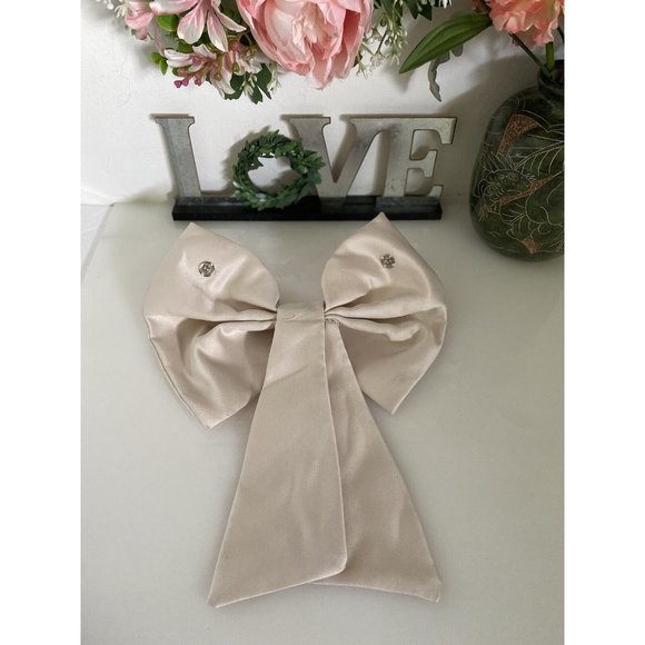 Vintage Large Satin Ivory Bow For Belt Formal Dress Hat Wedding or Belt 9"x10" - Picture 16 of 16